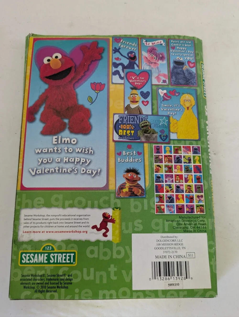 Sesame Street Valentines Cards Open Box 24 Cards 35 Stickers 2010 Vintage